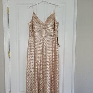 Adrianna Papell Gold sequined formal gown size 14